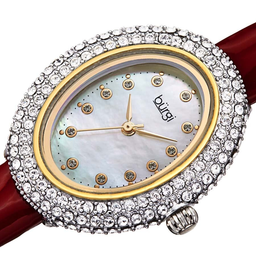 Burgi Crystal White Dial Brown Leather Ladies Watch BUR234RD - Dawson Watches #2