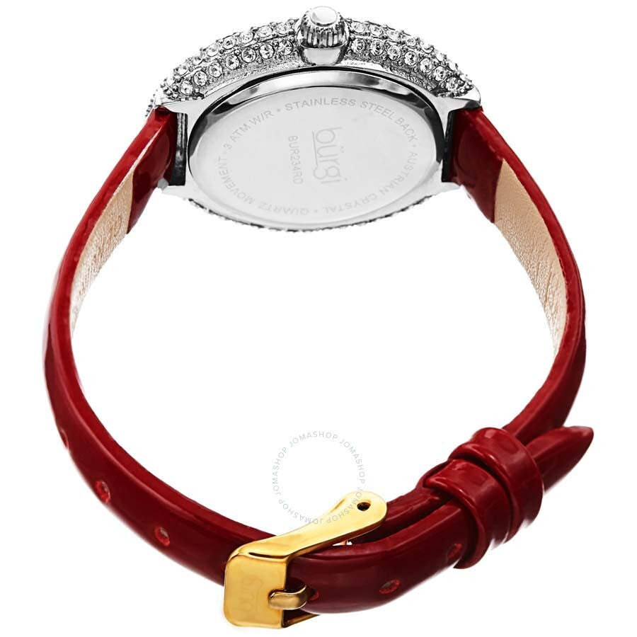 Burgi Crystal White Dial Brown Leather Ladies Watch BUR234RD - Dawson Watches #4