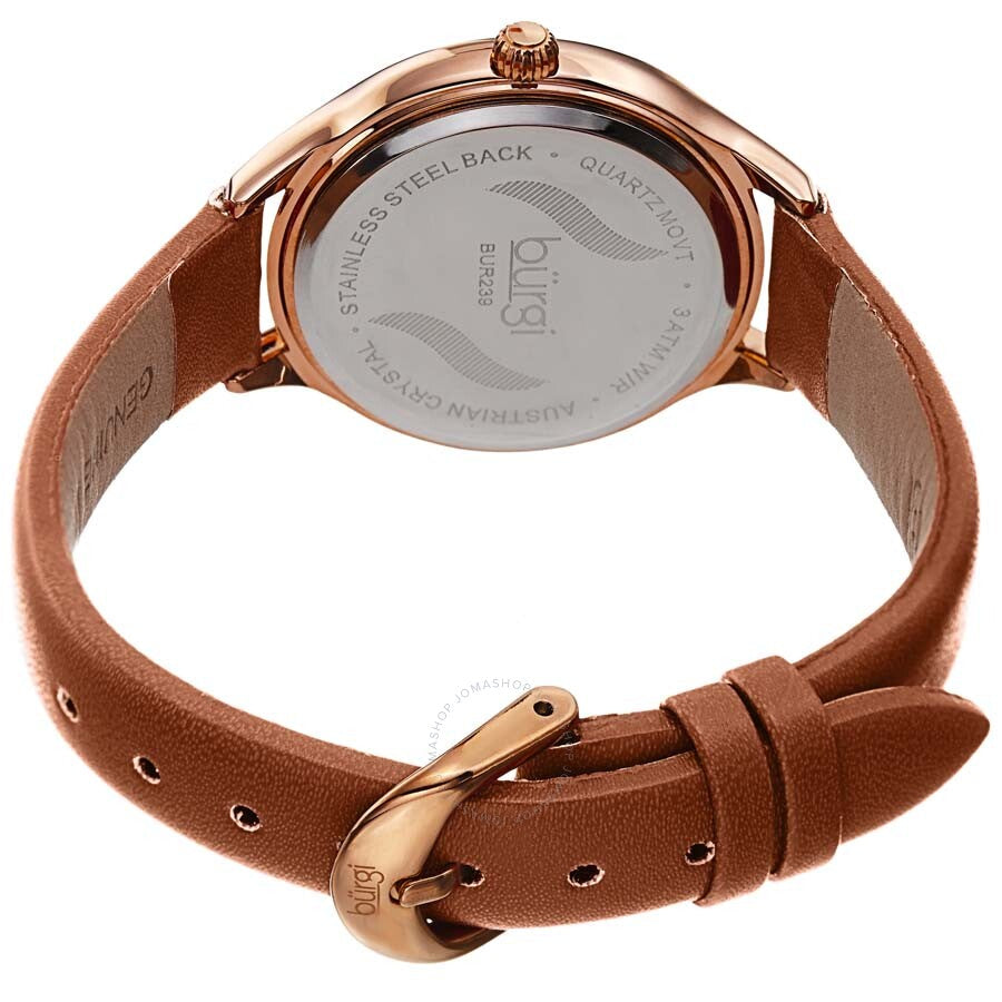 Burgi Crystal White Dial Brown Leather Ladies Watch BUR239BR - Dawson Watches #4