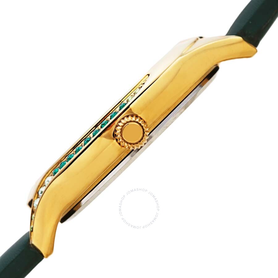 Burgi Crystal White Dial Green Leather Ladies Watch BUR239GN - Dawson Watches #3