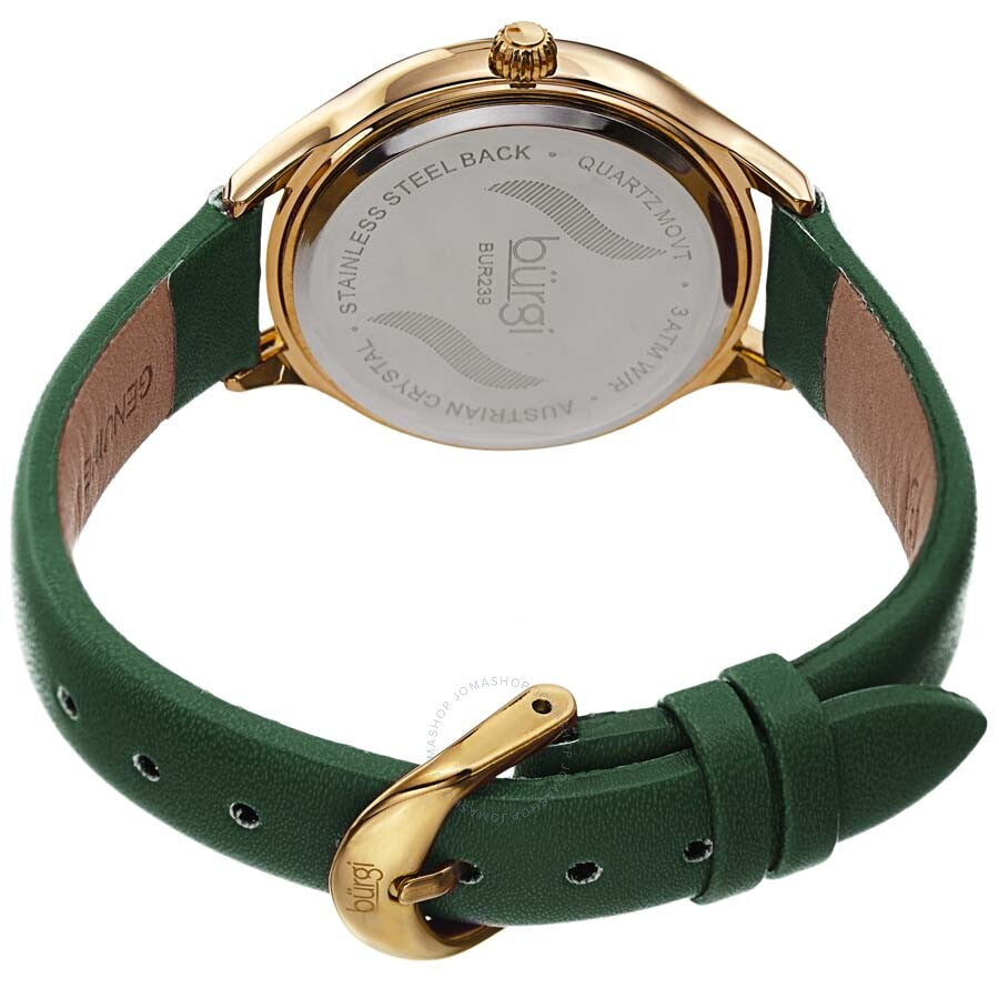 Burgi Crystal White Dial Green Leather Ladies Watch BUR239GN - Dawson Watches #4