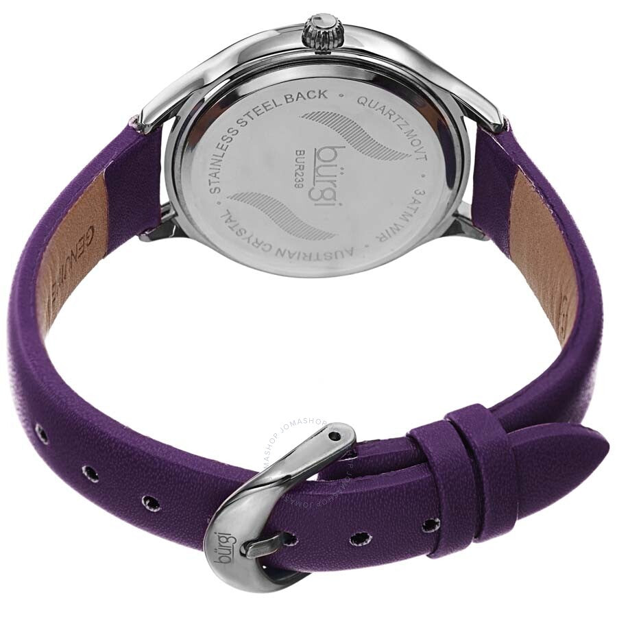 Burgi Crystal White Dial Purple Leather Ladies Watch BUR239PU - Dawson Watches #4