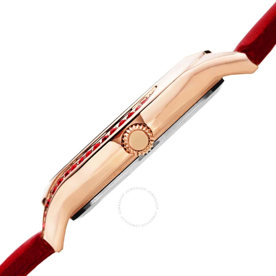 Burgi Crystal White Dial Red Leather Ladies Watch BUR239RD - Dawson Watches #3