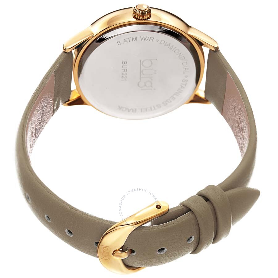 Burgi Diamond White Dial Leather Ladies Watch BUR221TP - Dawson Watches #4