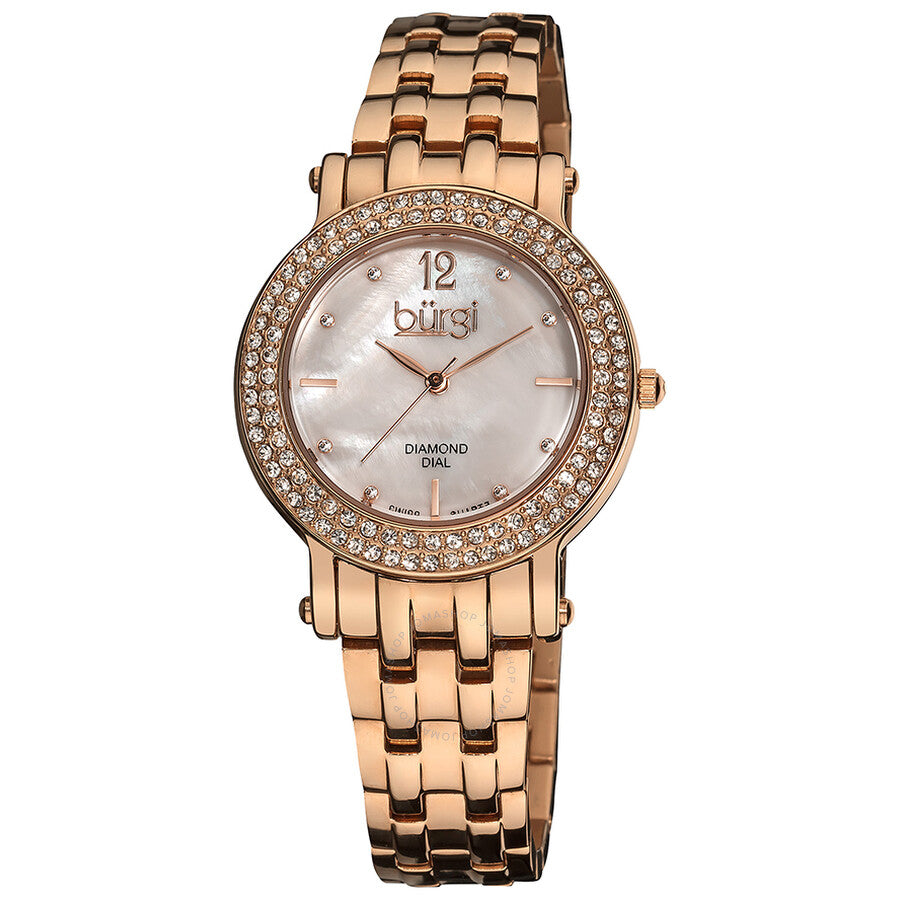 Burgi White Mother of Pearl Dial Ladies Watch BUR079RG - Dawson Watches