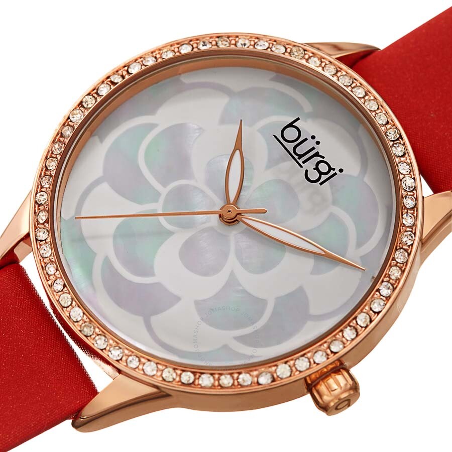 Burgi White Mother of Pearl Dial Ladies Watch BUR203RDR - Dawson Watches #2