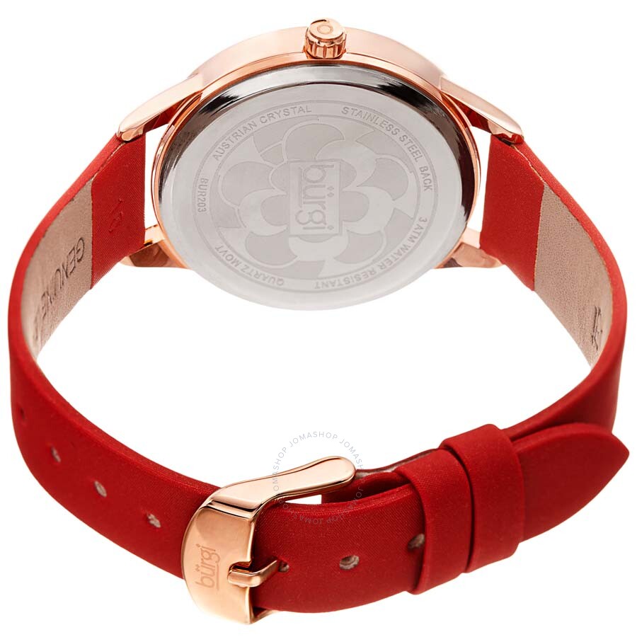 Burgi White Mother of Pearl Dial Ladies Watch BUR203RDR - Dawson Watches #4