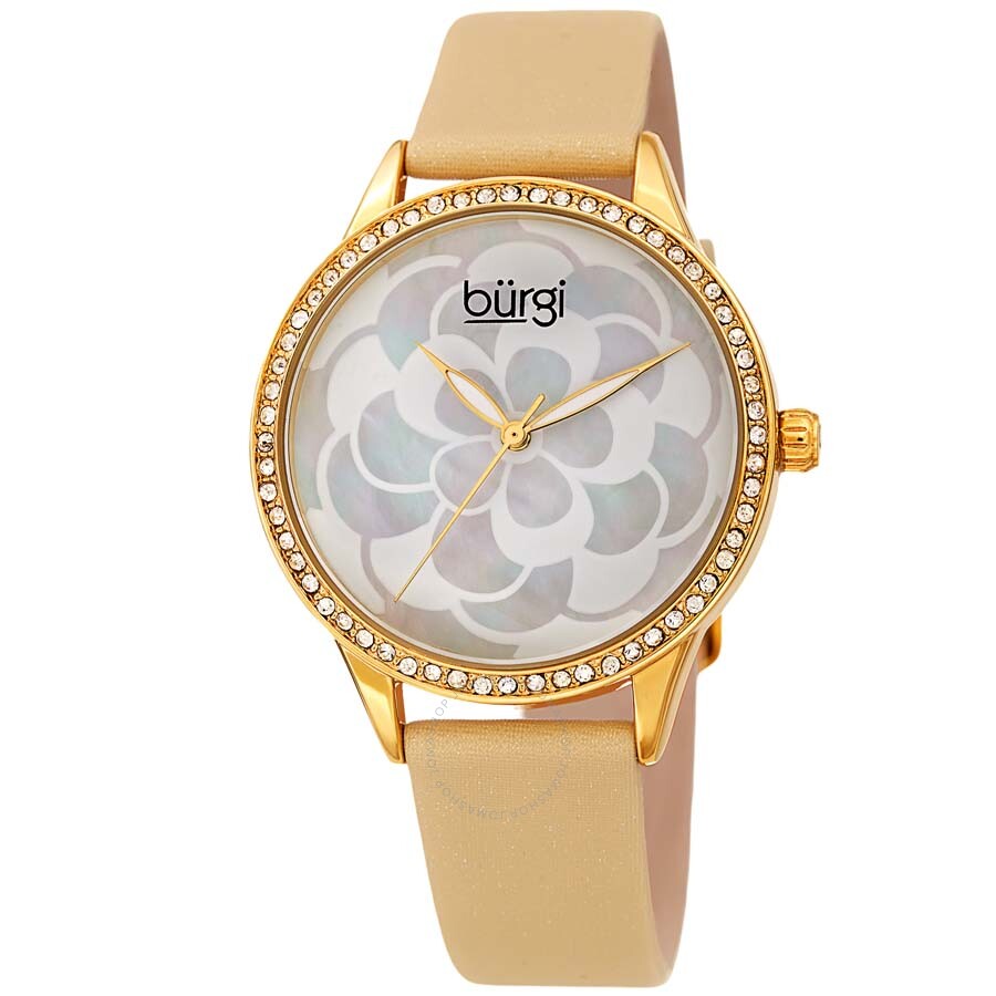 Burgi White Mother of Pearl Dial Ladies Watch BUR203YG - Dawson Watches