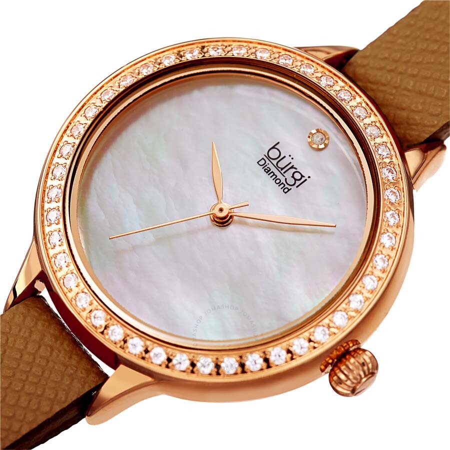 Burgi Diamond White Mother of Pearl Dial Ladies Watch BUR224BR - Dawson Watches #2