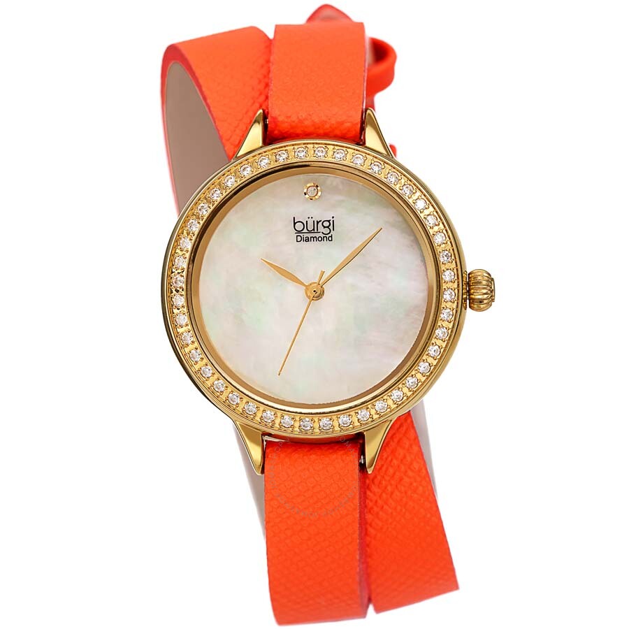 Burgi Diamond White Mother of Pearl Dial Ladies Watch BUR224OR - Dawson Watches