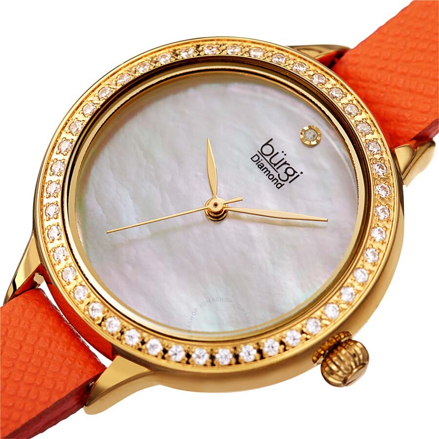 Burgi Diamond White Mother of Pearl Dial Ladies Watch BUR224OR - Dawson Watches #2