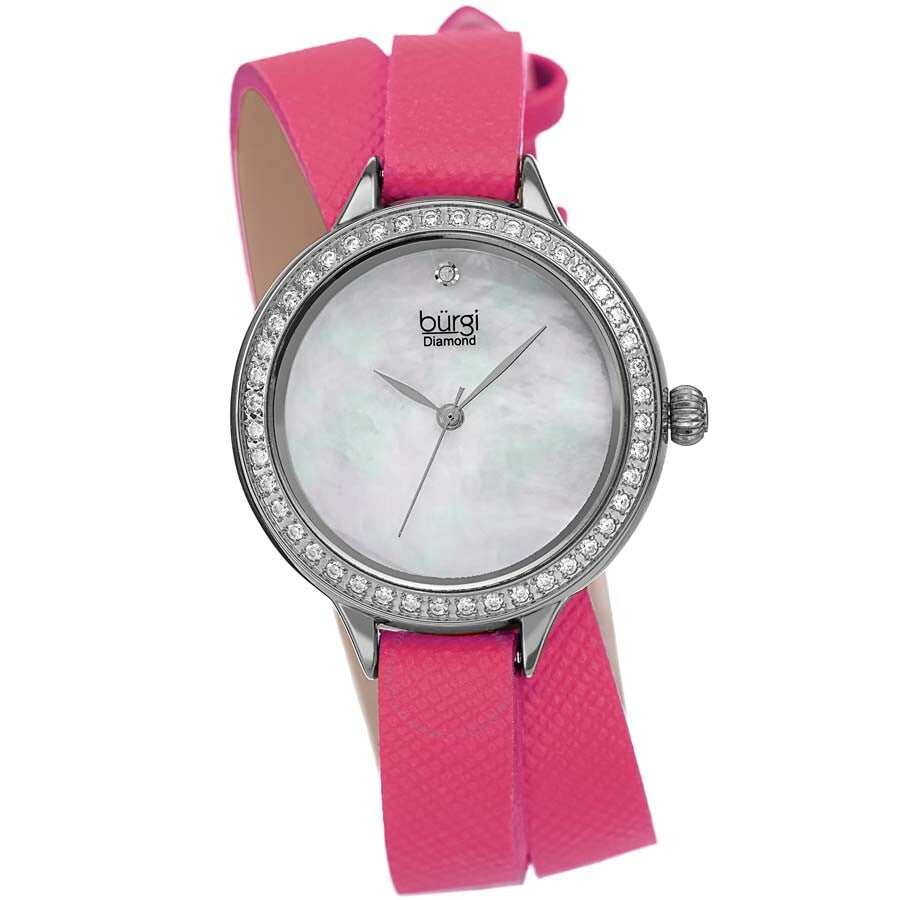 Burgi Diamond White Mother of Pearl Dial Ladies Watch BUR224PK - Dawson Watches