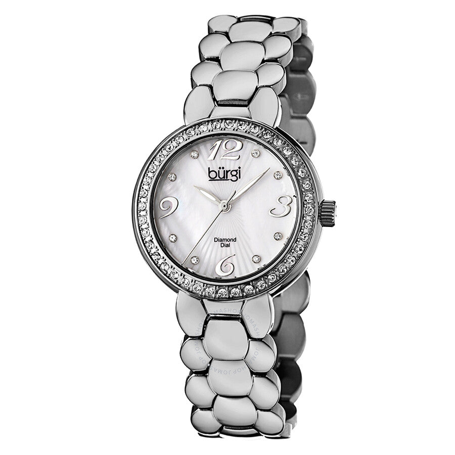 Burgi White Mother of Pearl Dial Stainless Steel Bracelet Ladies Watch BUR084SS - Dawson Watches