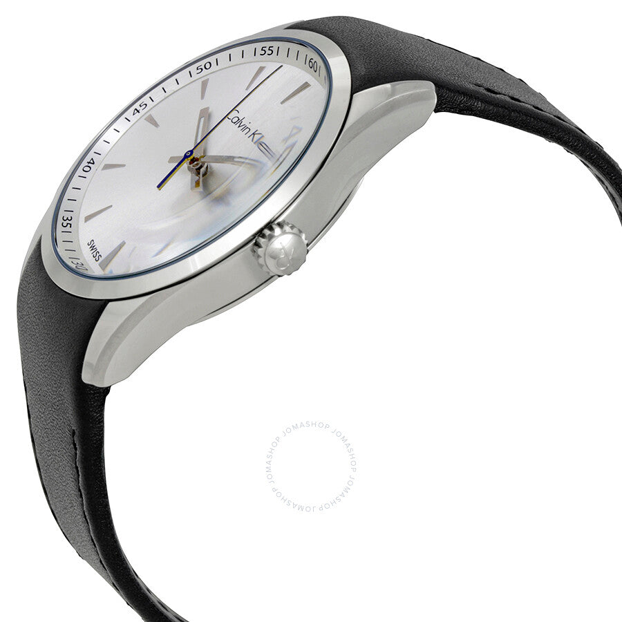 Calvin Klein Bold White Dial Black Leather Men's Watch K5A311C6 - Dawson Watches #2