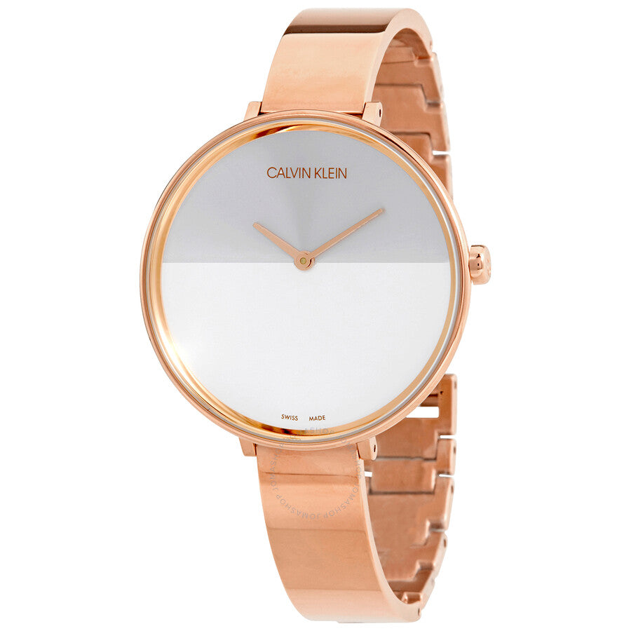 Calvin Klein Rise Quartz Silver and White Ladies Watch K7A23646 - The Watches Men & Co