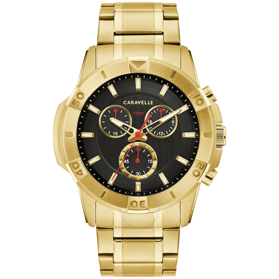 Caravelle Aqualuxx Chronograph Quartz Black Dial Men's Watch 44B127 - Dawson Watches