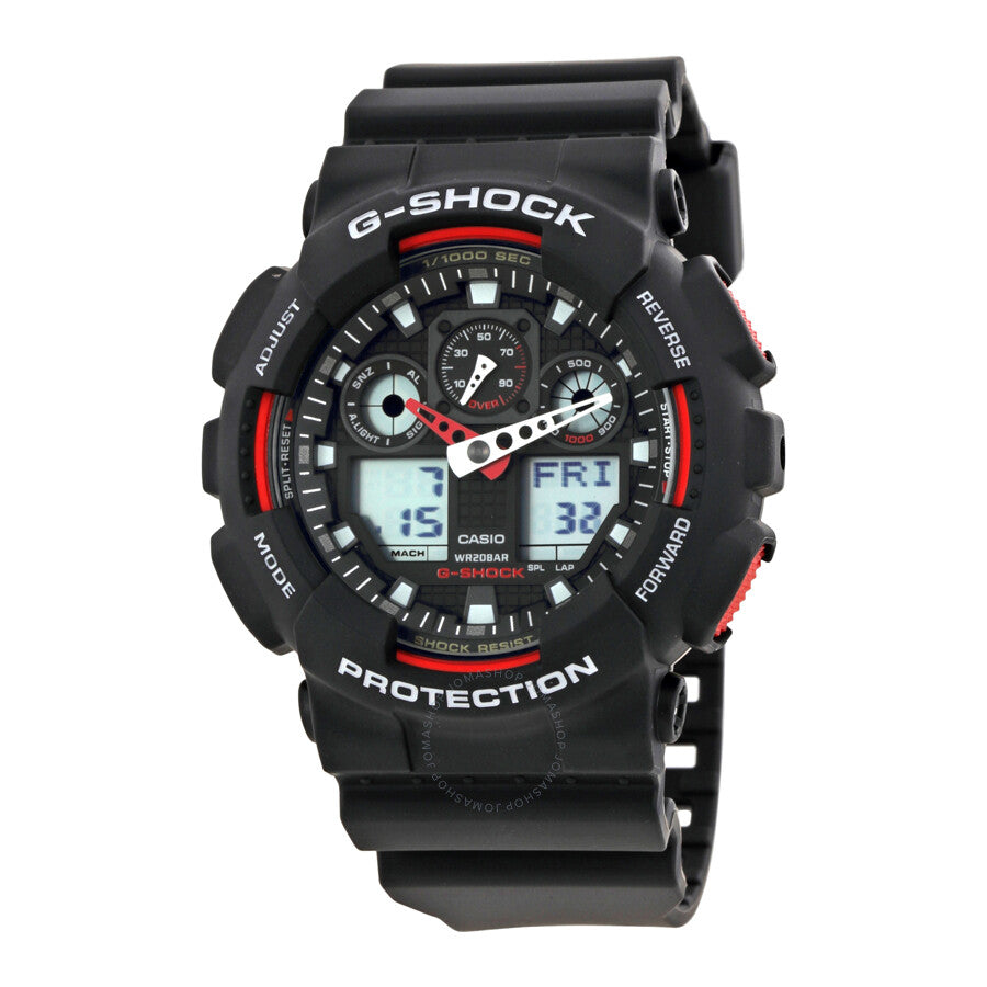 Casio G-Shock Black Resin Strap Men's Watch GA100-1A4 - Dawson Watches