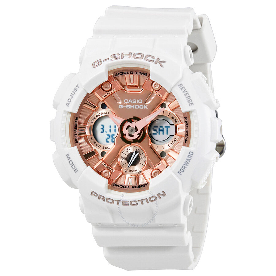 Casio G-Shock S Series Rose Gold Dial Ladies Sports Watch GMAS120MF-7A2 - Dawson Watches