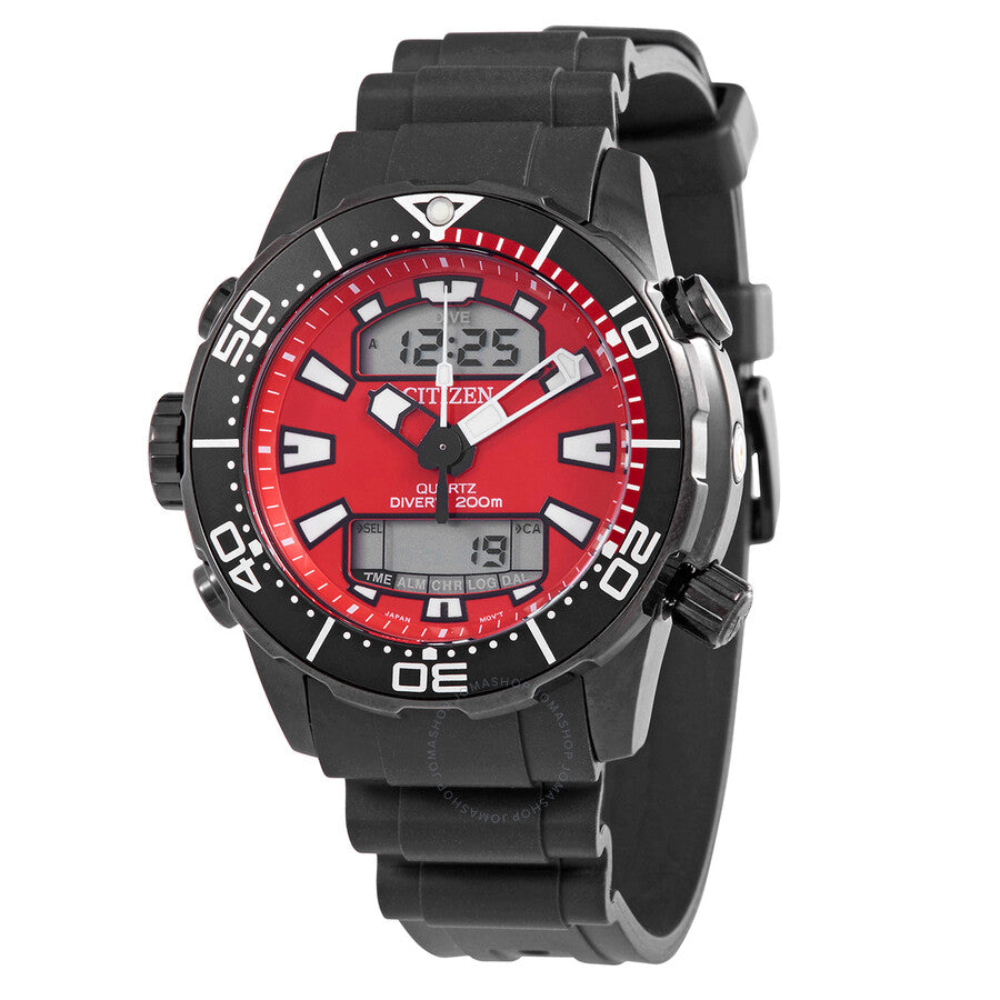 Citizen Alarm Chronograph Quartz Analog-Digital Red Dial Men's Watch JP1095-15X - Dawson Watches