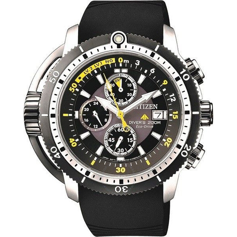Citizen Aqualand Chronograph Black Dial Watch BJ2127-16E - Dawson Watches