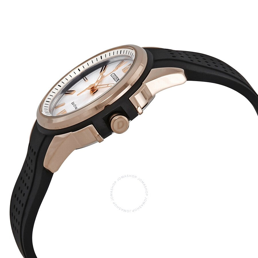 Citizen AR Silver Dial Ladies Black Silicone Solar Watch FE6133-09A - Dawson Watches #2