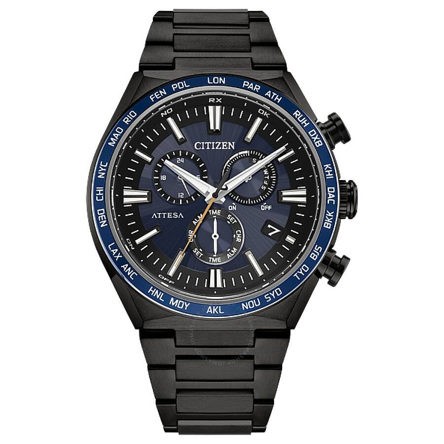 Citizen Attesa Perpetual Alarm World Time Chronograph Blue Dial Men's Watch CB5967-66L - Dawson Watches