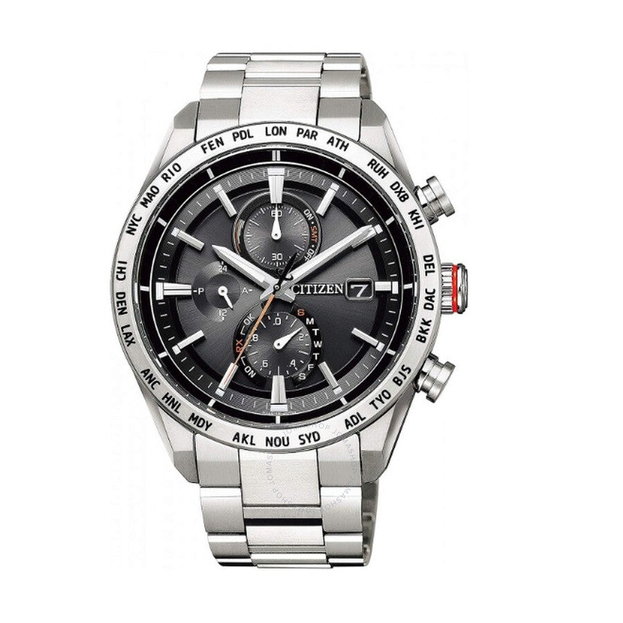 Citizen Attesa Perpetual Alarm World Time Chronograph GMT Black Dial Men's Watch AT8181-63E - Dawson Watches
