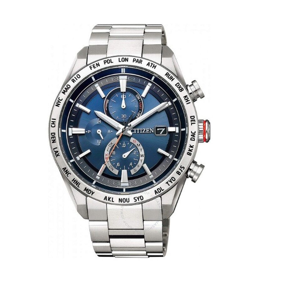 Citizen Attesa Perpetual Alarm World Time Chronograph GMT Blue Dial Men's Watch AT8181-63L - Dawson Watches