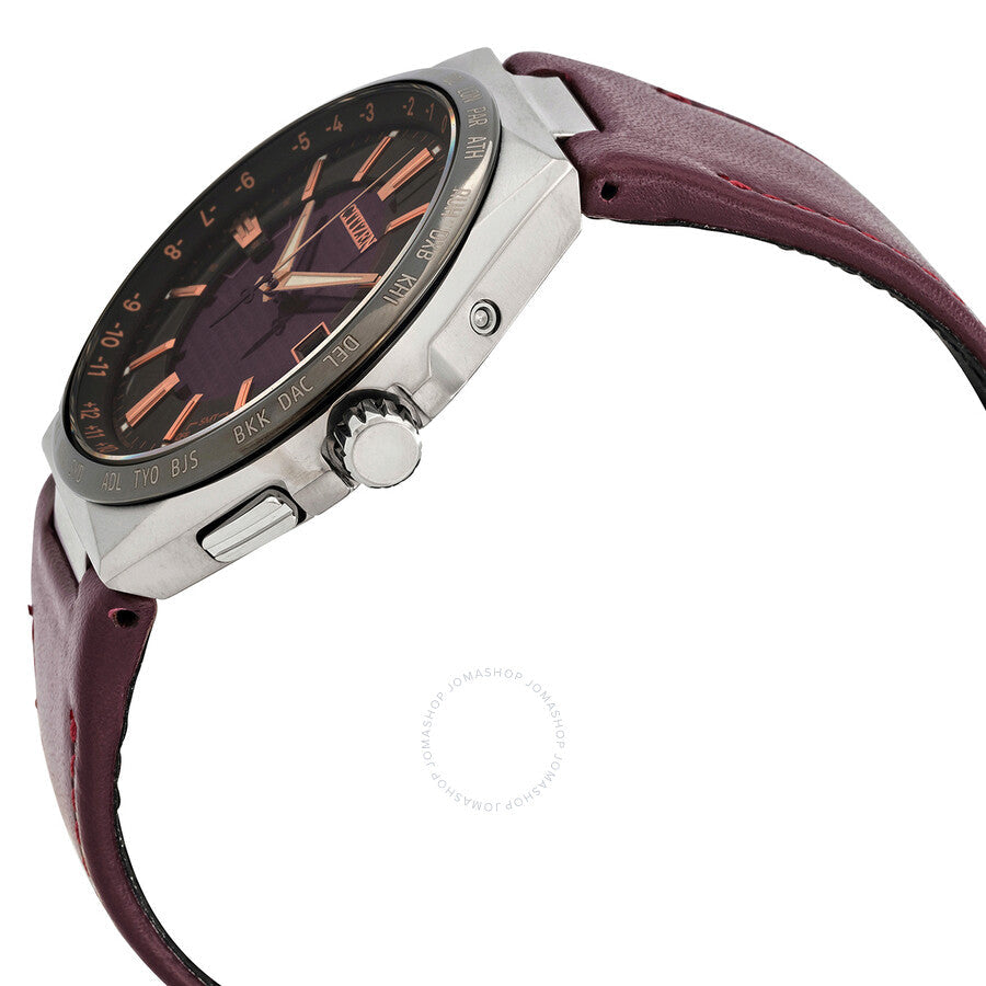 Citizen Attesa Perpetual World Time Burgundy Dial Men's Watch CB0216-07W - Dawson Watches #2