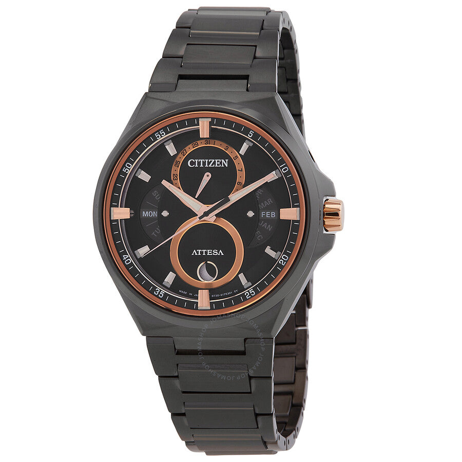 Citizen Attesa Quartz Moon Phase Black Dial Men's Watch BU0065-64E - Dawson Watches