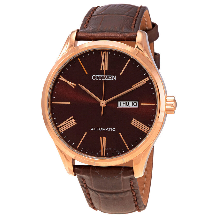 Citizen Automatic Brown Dial Brown Leather Men's Watch NH8363-14X - Dawson Watches