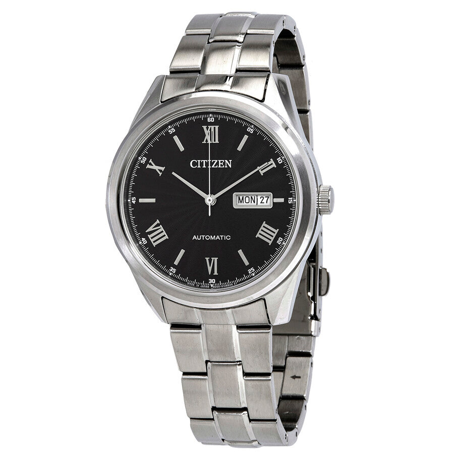 Citizen Automatic Day Date Black Dial Stainless Steel Men's Watch NH7510-50E - Dawson Watches