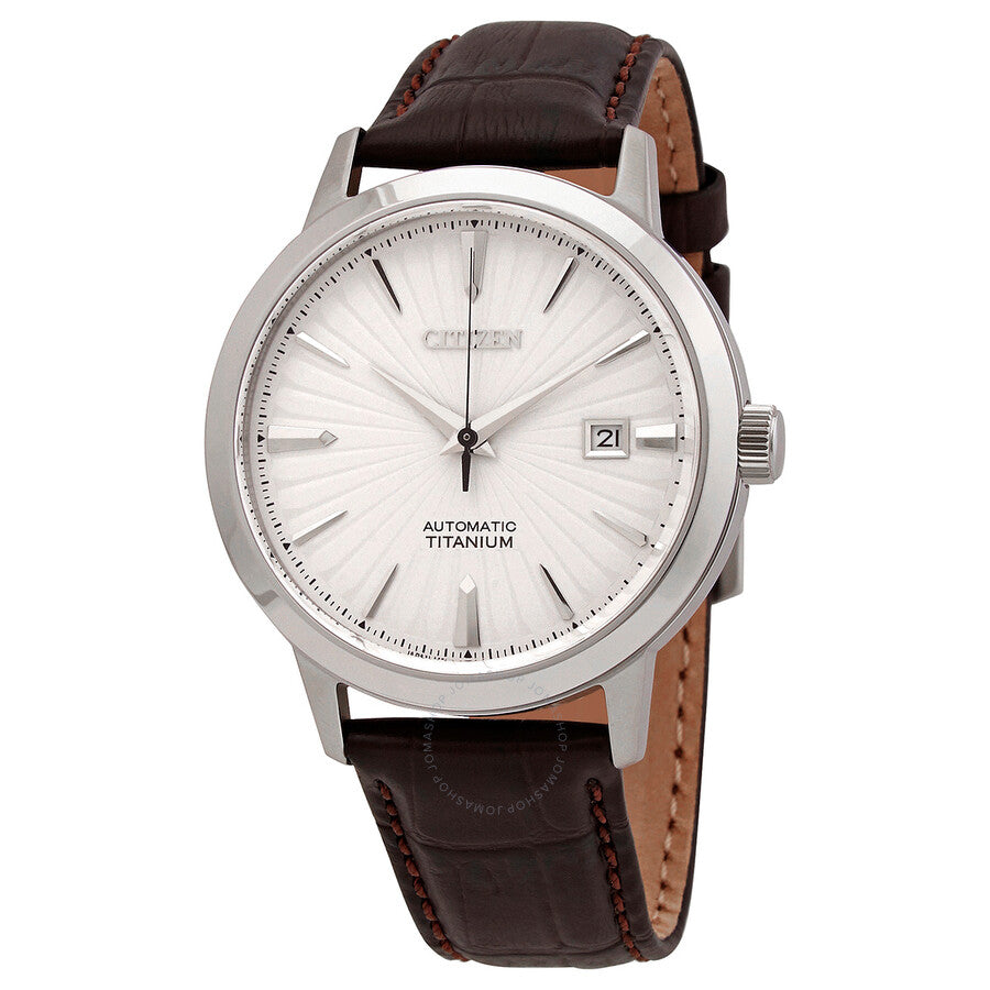 Citizen Automatic Silver Dial Black Leather Men's Watch NJ2180-11A - Dawson Watches