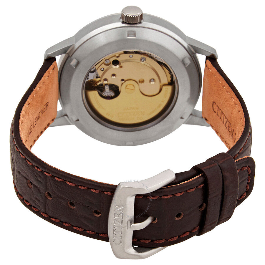 Citizen Automatic Silver Dial Black Leather Men's Watch NJ2180-11A - Dawson Watches #3