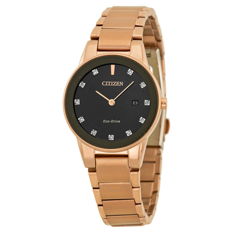 Citizen Axiom Eco-Drive Black Diamond Dial Ladies Watch GA1058-59Q - Dawson Watches