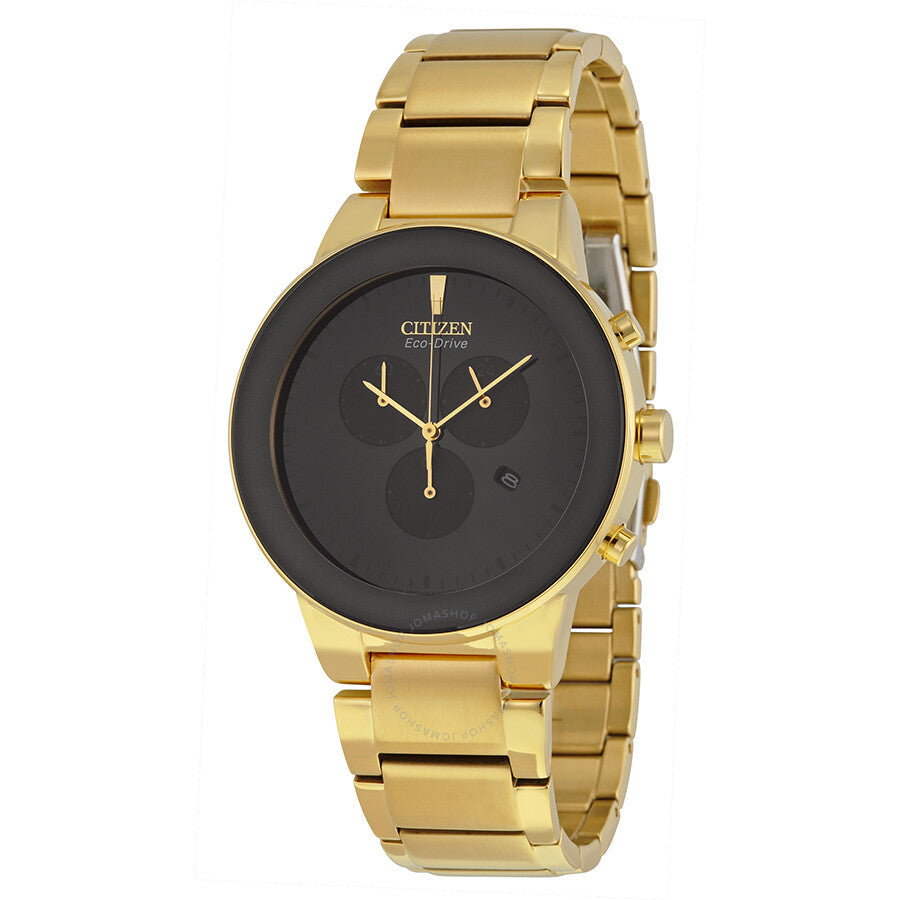 Citizen Axiom Eco Drive Chronograph Black Dial Men's Watch AT2242-55E - Dawson Watches