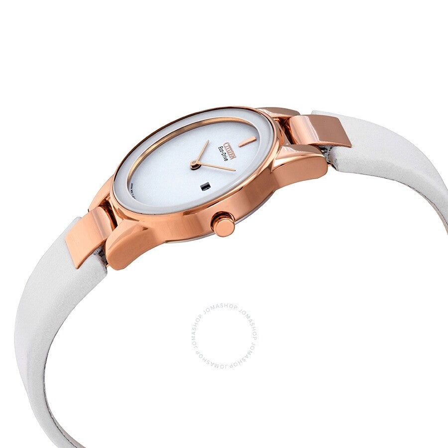 Citizen Axiom White Dial White Leather Ladies Watch GA1053-01A - Dawson Watches #2