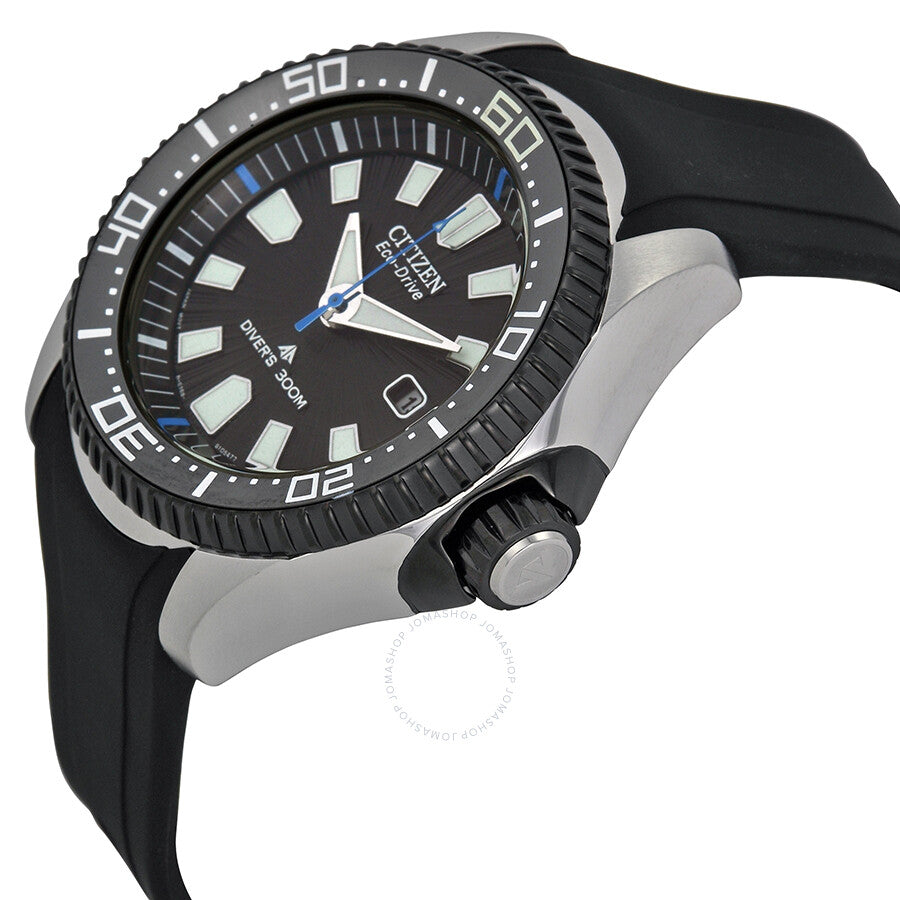 Citizen Promaster Diver 300 Meters Eco-Drive Black Dial Black Rubber Men's Watch BN0085-01E - Dawson Watches #2