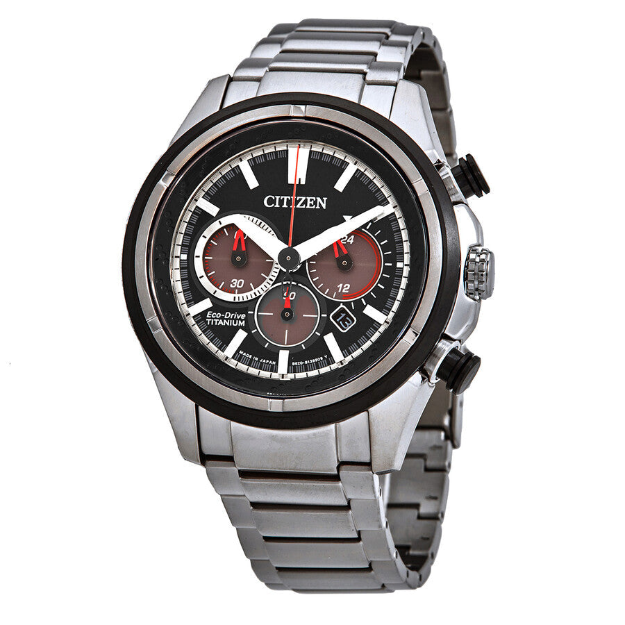 Citizen Black Dial Eco-Drive Super Titanium Chronograph Watch CA4241-55E - Dawson Watches