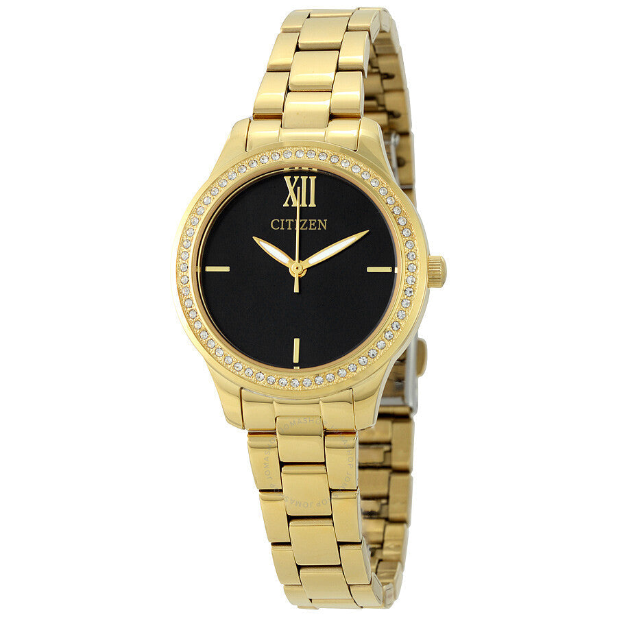 Citizen Black Dial Gold-tone Ladies Watch EL3088-59E - Dawson Watches