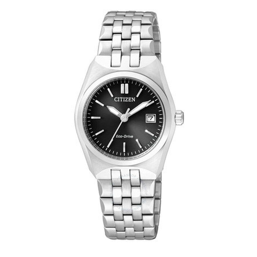 Citizen Eco-Drive Black Dial Stainless Steel Ladies Watch EW2290-62E - Dawson Watches