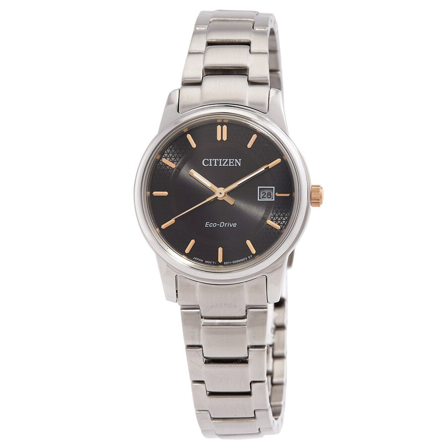 Citizen Black Dial Stainless Steel Band Ladies Watch EW2317-76E - The Watches Men & Co