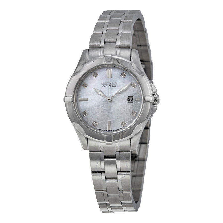 Citizen Eco-Drive Diamond Mother of Pearl Dial Ladies Watch EW1930-50D - Dawson Watches