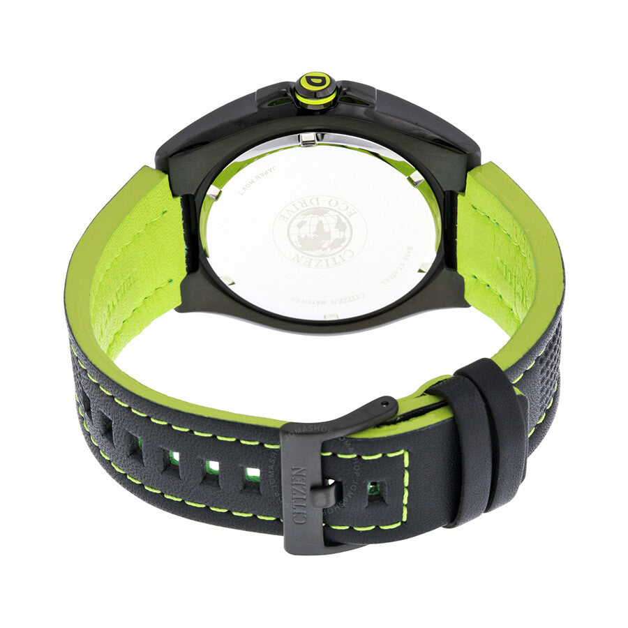 Citizen BRT Eco-Drive Black Dial Black Leather Strap Men's Watch AW1385-11H - Dawson Watches #3