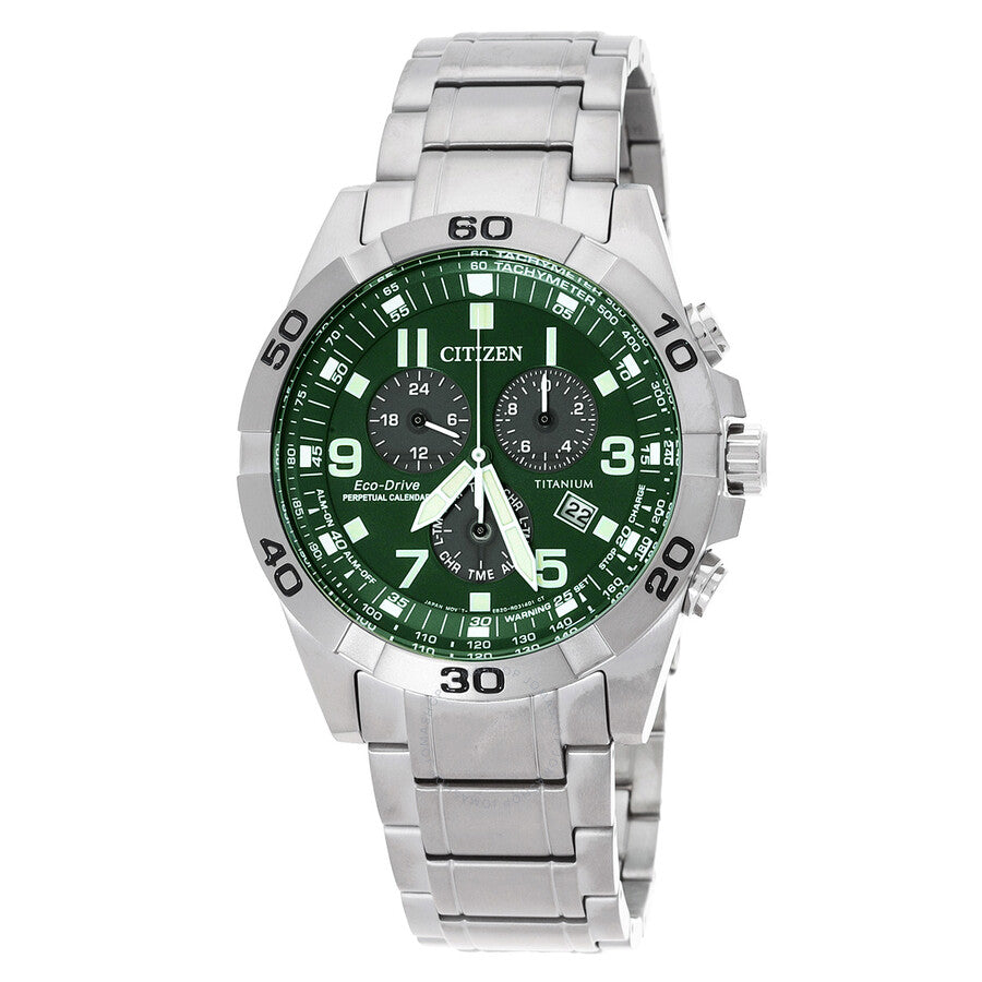 Citizen Brycen Chronograph Eco-Drive Green Dial Men's Watch BL5550-50X - Dawson Watches