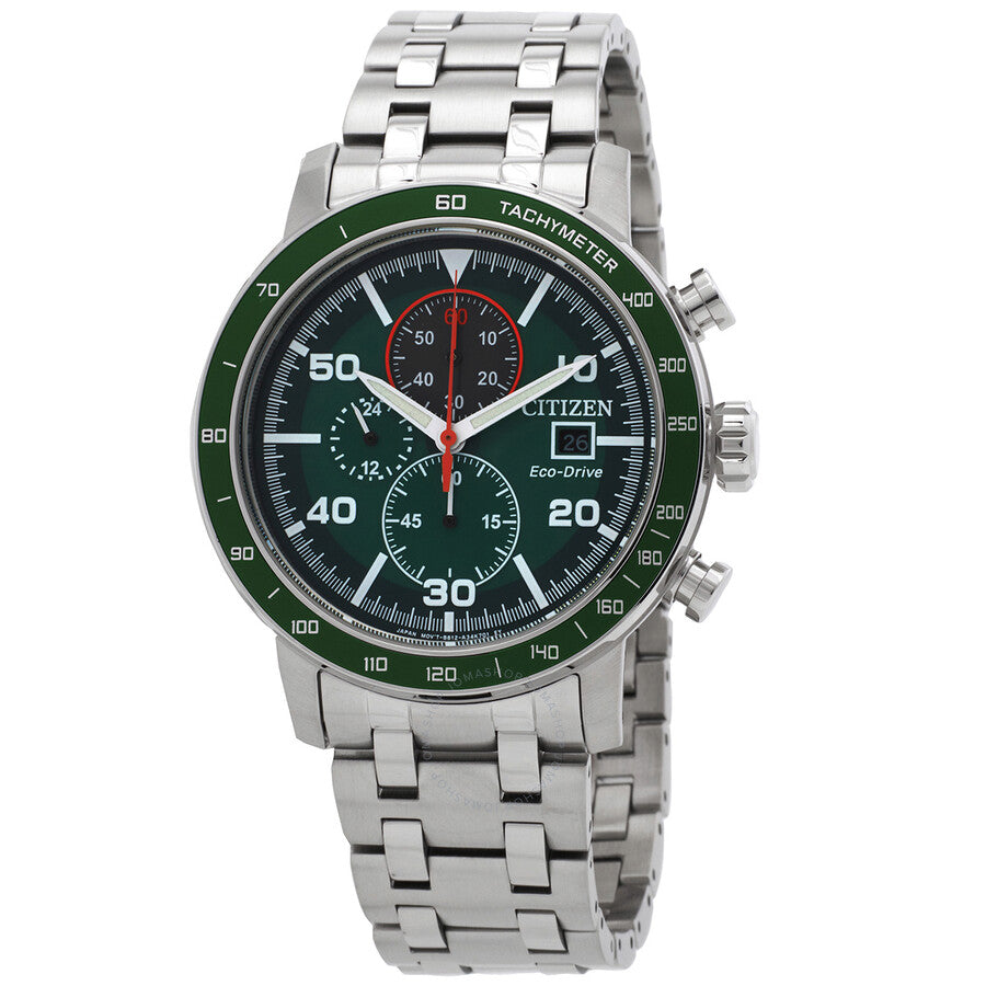 Citizen Brycen Chronograph Eco-Drive Green Dial Men's Watch CA0851-56X - Dawson Watches