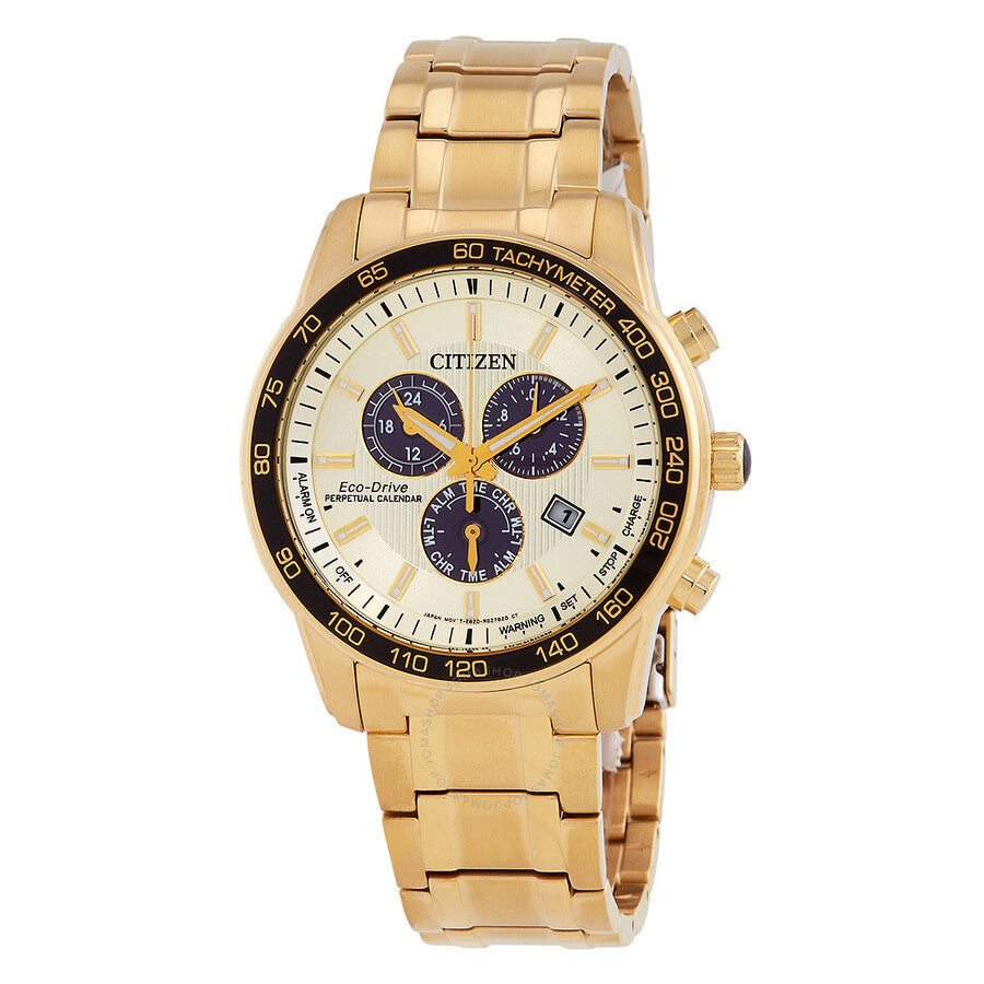 Citizen Brycen Eco-Drive Chronograph Gold Dial Men's Watch BL5512-59P - Dawson Watches