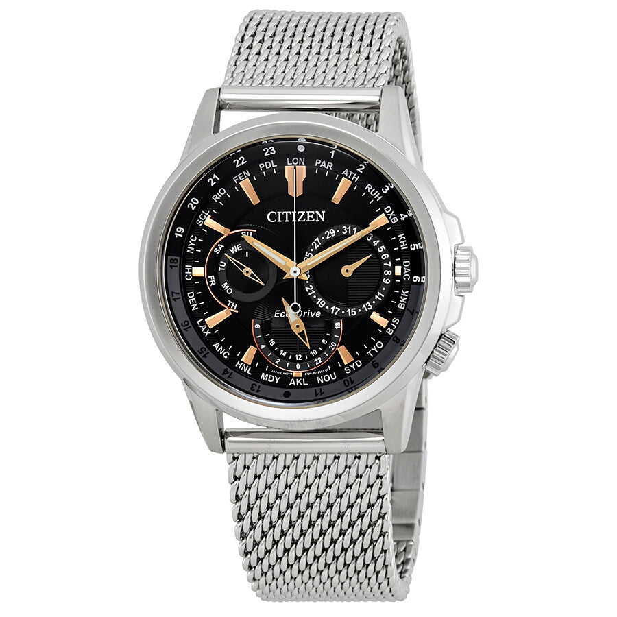 Citizen Calendrier World Time Eco-Drive Black Dial Men's Watch BU2020-70E - Dawson Watches