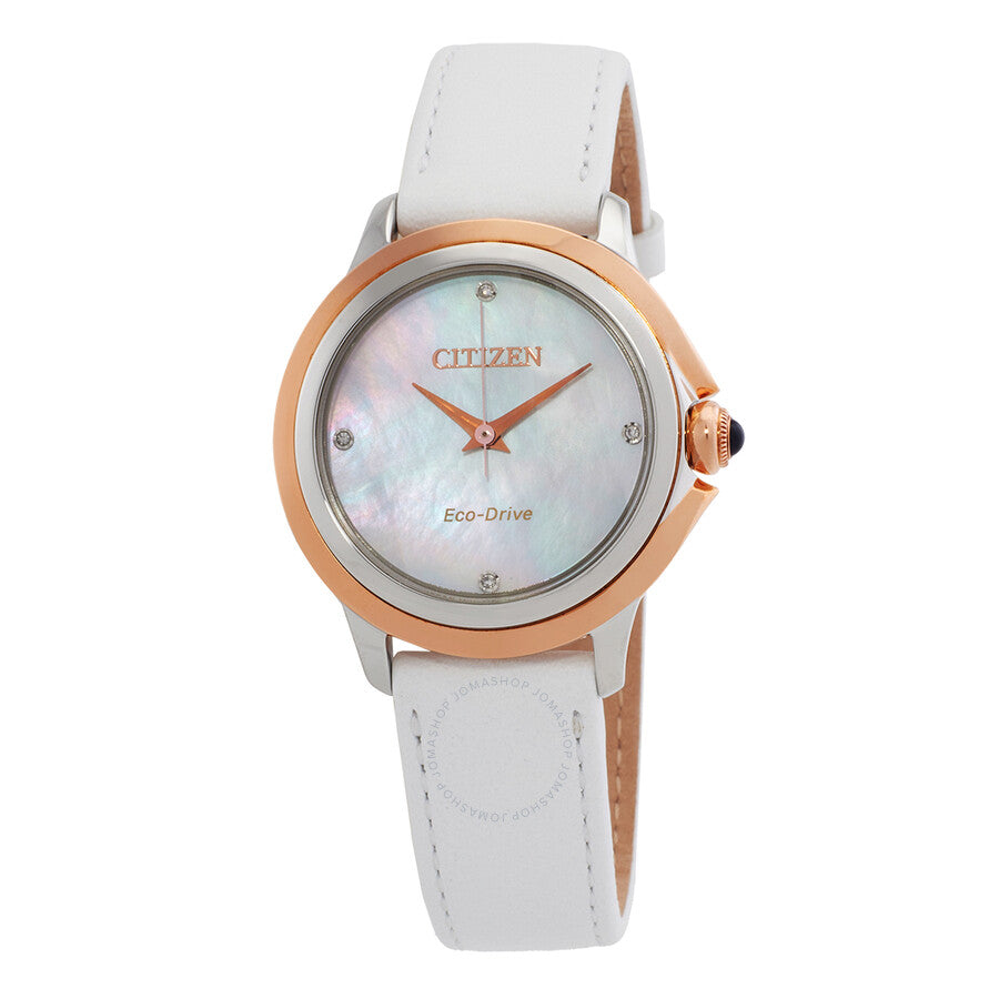 Citizen Ceci Eco-Drive Diamond Mother of Pearl Dial Ladies Watch EM0796-08Y - Dawson Watches