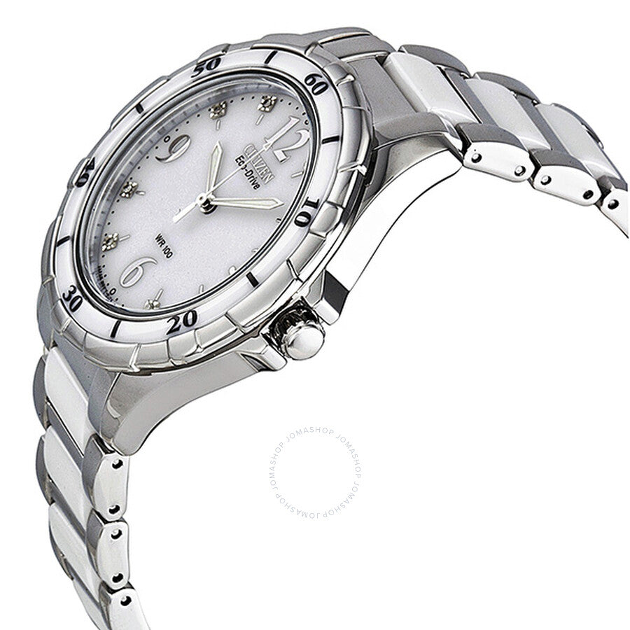 Citizen Ceramic Eco-Drive Diamond White Dial Ladies Watch EM0030-59A - Dawson Watches #2